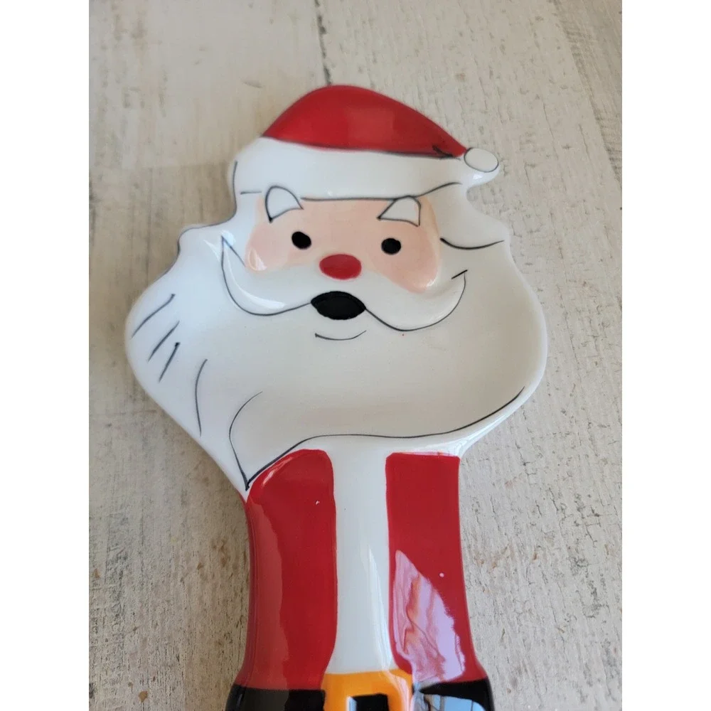 Bistro sleigh bell ceramic spoon rest Xmas kitchen accessory home decor